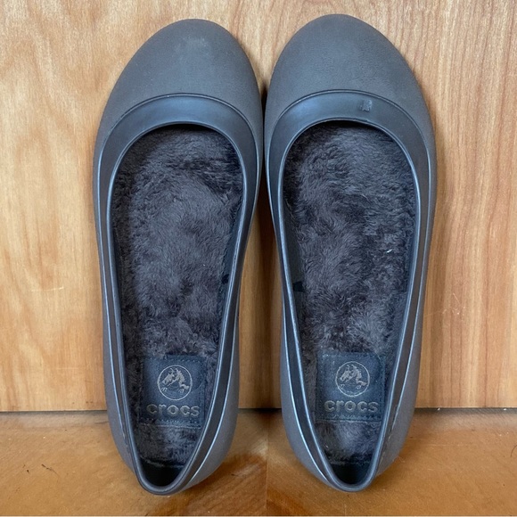 Womens 5 Crocs Mammoth Lined Ballet Flats Grey TSS0140 - Picture 5 of 8